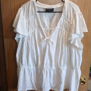 Lane Bryant White Ruffle Blouse